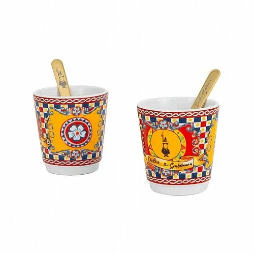 כוסות אספרסו Bialetti Dolce&Gabbana עם בוחשני קפה