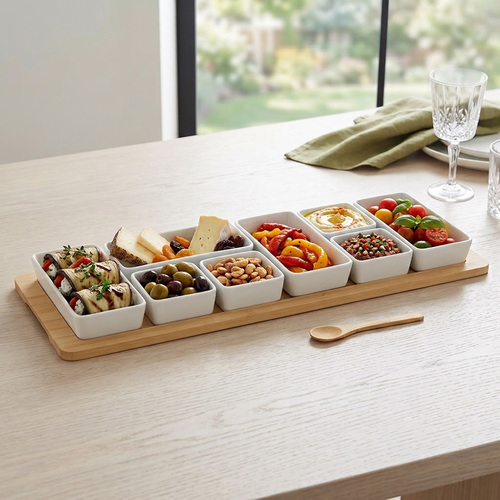 סט 9 כלי הגשה מפוצלן על בסיס במבוק | Bambou Service Aperitif