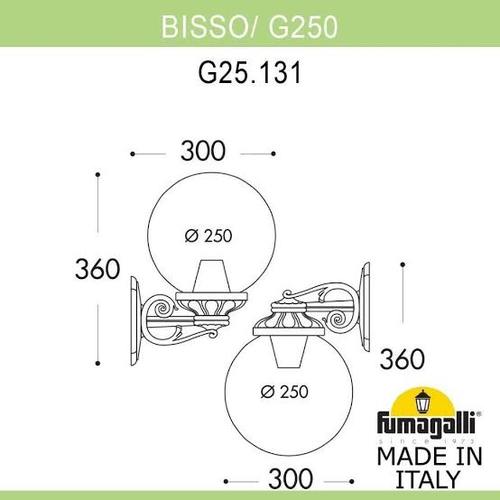 פנס גינה E27 קיר G250 שחור שקוף fumagalli