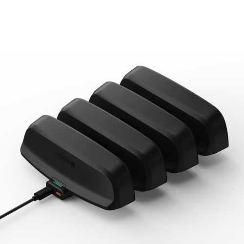 מטען משולב Hypershell 4-Port Charging Hub במבט על עם ארבע עמדות טעינה לסוללות