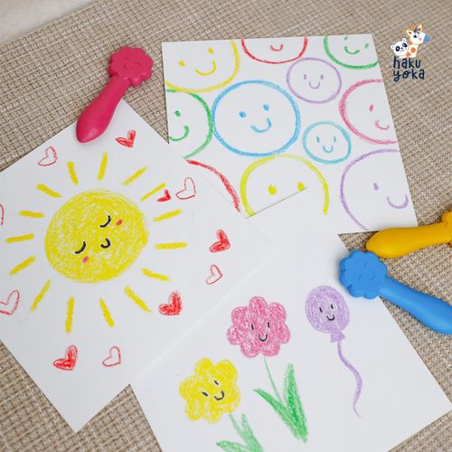 12 צבעים טבעיים לפעוטות על בסיס שעוות דבורים - פרחים מחייכים