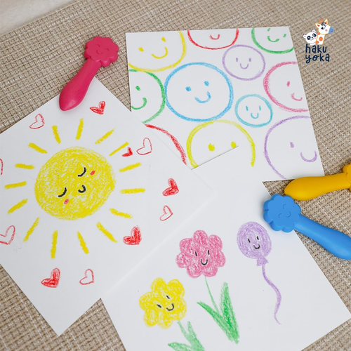 12 צבעים טבעיים לפעוטות על בסיס שעוות דבורים - פרחים מחייכים