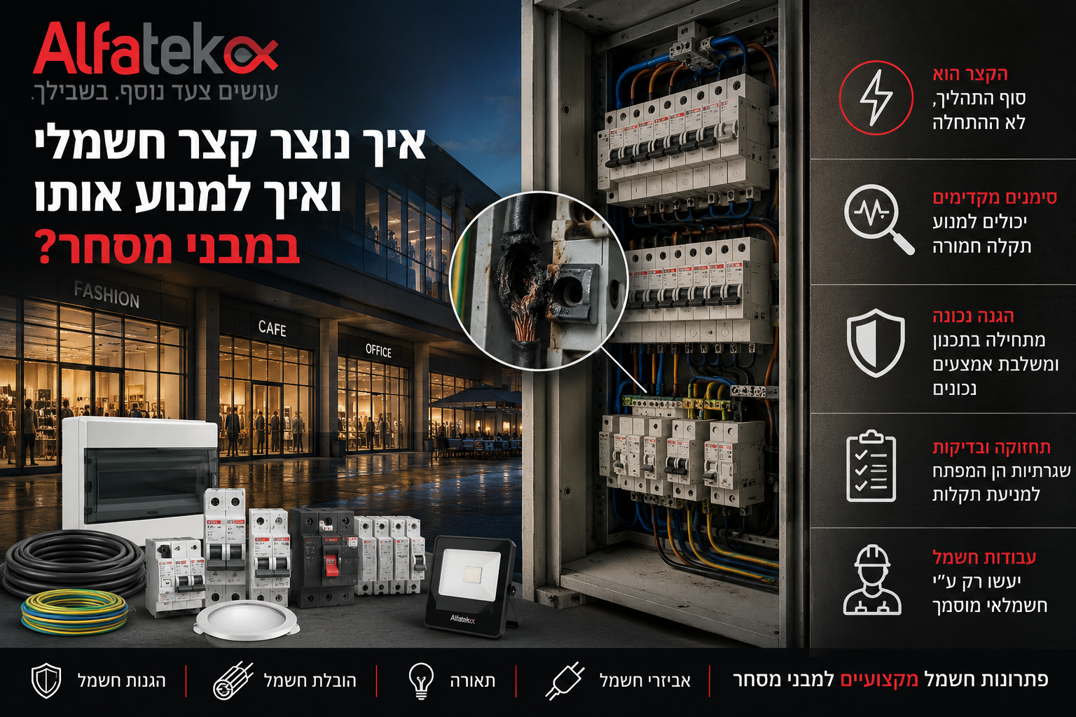 איך נוצר קצר חשמלי ואיך למנוע אותו במבני מסחר?