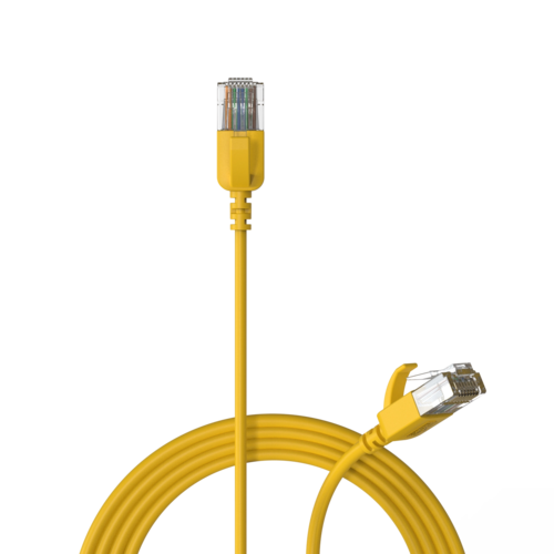 כבל רשת דק Procab CSD560Y/1 CAT6A RJ45 - RJ45 U/UTP - צהוב באורך 1 מ'