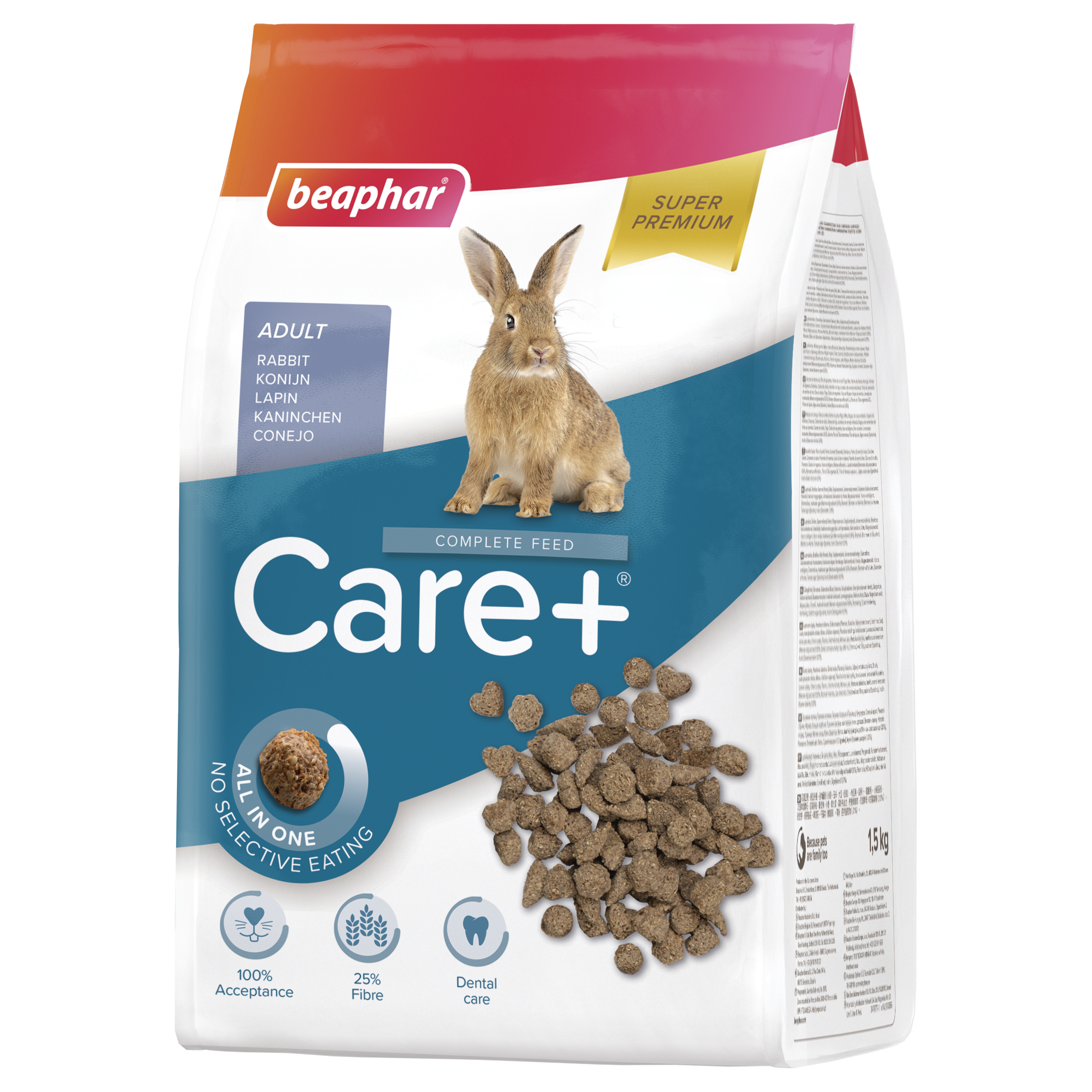 ביפהר מזון פרימיום לארנבים בוגרים 1.5 ק״ג | Beaphar Care+ Rabbit Food 