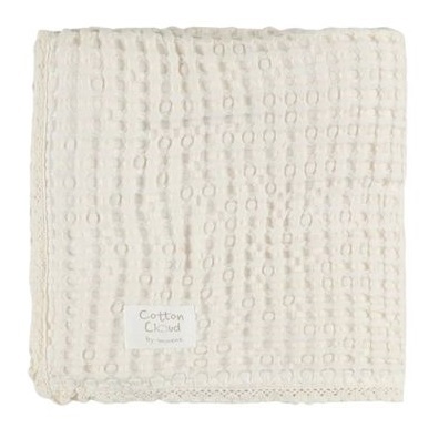 שמיכת פיקה וופל 150X100 מפקנת רכה ונעימה Cotton Cloud צבע שמנת מיננה