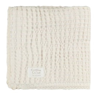 שמיכת פיקה וופל 150X100 מפקנת רכה ונעימה Cotton Cloud צבע שמנת מיננה