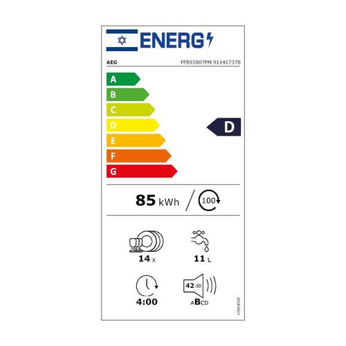 מדיח כלים רחב 14 מע' AEG FFB93807PM Comfort Lift נירוסטה