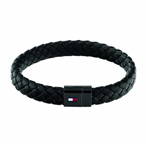 צמיד עור שחור לגבר Tommy Hilfiger לגבר מסדרת Round Braided Bracelet 2790331