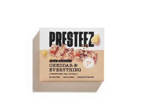 חטיפי גבינת צ'דר וגרעינים Presteez – ללא גלוטן (מארז 5 יחידות)