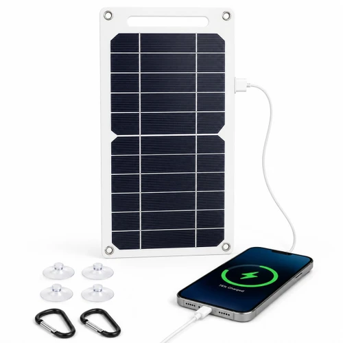 פאנל סולארי נייד 10W 5V עם יציאת USB - לטעינת סמארטפונים וסוללות