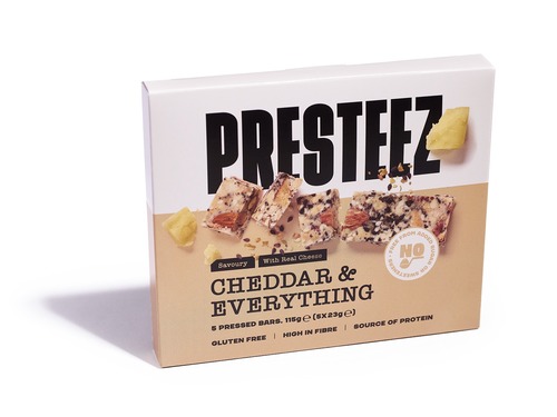 חטיפי גבינת צ'דר וגרעינים Presteez – ללא גלוטן (מארז 5 יחידות)