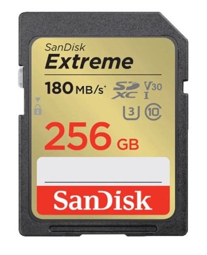 כרטיס זיכרון SanDisk Extreme S.D EX 4K 180S V30 256GB