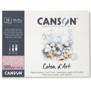 בלוק אקוורל 100% כותנה 300 גרם, 23/31 סמ Canson Coton d