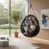 Royal Cocoon ערסל תלוי ראטן שחור יוקרתי