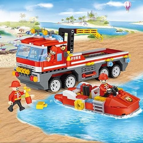 ערכת הרכבה משאית כיבוי עם מנוף זרוע וסירת חילוץ מהירה 354 חלקים 4136