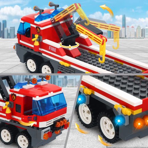 ערכת הרכבה משאית כיבוי עם מנוף זרוע וסירת חילוץ מהירה 354 חלקים 4136