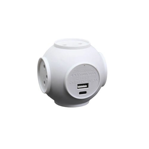 מפצל חשמל 1 ל-4 FOOTBALL עם USB ו-Type-C