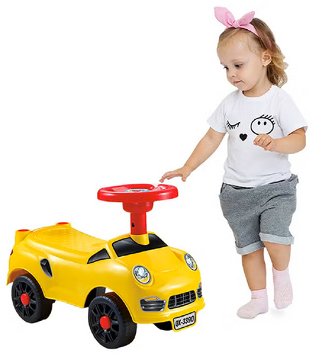 בימבה רכיבה לפעוטות וילדים בעיצוב מכונית ספורט עם צפצפה - אדום