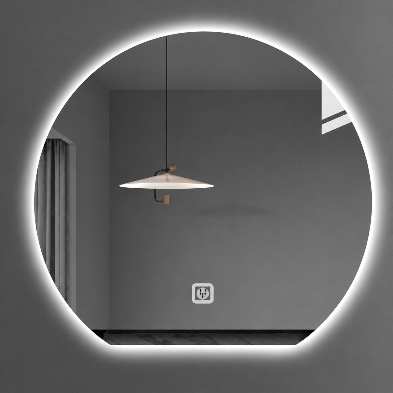 מראת LED עגולה עם לד אחורי – 100×100 ס״מ דגם P19