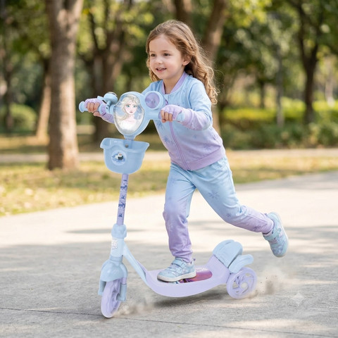 קורקינט 3 גלגלים לילדים עם סלסילה, פעמון ומאוורר - מיקי מאוס