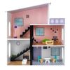 בית בובות מעץ 3 קומות בעיצוב אורבני מודרני כולל ריהוט, גרמי מדרגות ומרפסת גג
