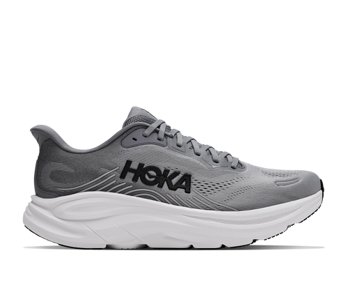 נעלי ריצה HOKA Clifton 11 Wide לגברים HOK308M-GLCT בגוון אפור גלקטי/כוכבים - מבט צד על סוליית CMEVA גבוהה ברוחב 2E לריצת כביש