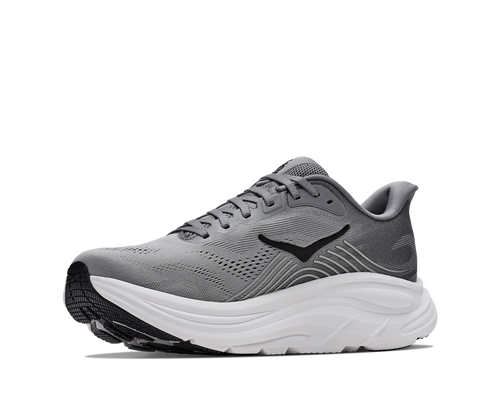נעלי ריצה HOKA Clifton 11 Wide לגברים HOK308M-GLCT בגוון אפור גלקטי/כוכבים - מבט צד על סוליית CMEVA גבוהה ברוחב 2E לריצת כביש - מבט מלפנים