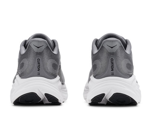 נעלי ריצה HOKA Clifton 11 Wide לגברים HOK308M-GLCT בגוון אפור גלקטי/כוכבים - מבט צד על סוליית CMEVA גבוהה ברוחב 2E לריצת כביש - תקריב
