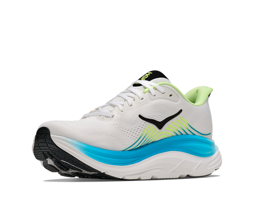 נעלי ריצה HOKA Clifton 11 Wide לגברים HOK308M-FLCK בגוון פרוסט/שחור - מבט צד על סוליית CMEVA גבוהה ברוחב 2E במידות עד US 15 - מבט מלפנים