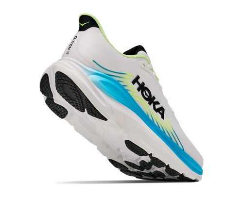 נעלי ריצה HOKA Clifton 11 Wide לגברים HOK308M-FLCK בגוון פרוסט/שחור - מבט צד על סוליית CMEVA גבוהה ברוחב 2E במידות עד US 15 - מבט מאחור