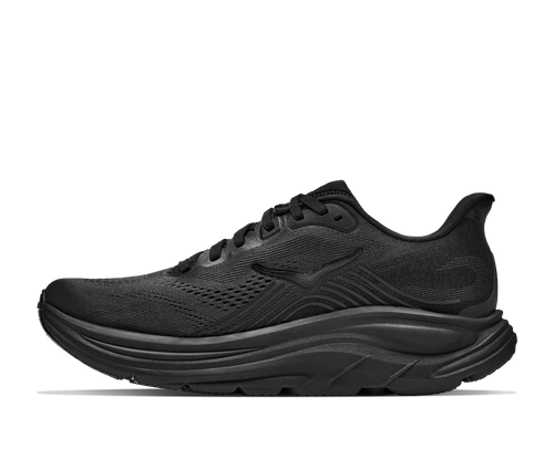 נעלי ריצה HOKA Clifton 11 Wide לגברים HOK308M-BBLC בשחור מלא - מבט צד על סוליית CMEVA גבוהה ברוחב 2E לריצת כביש יומיומית - פרטי מוצר