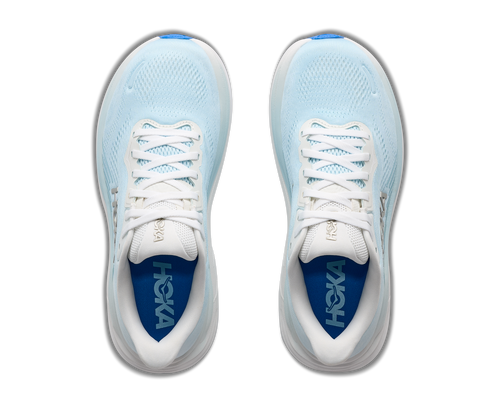 נעלי ריצה HOKA Clifton 11 Wide לנשים HOK308W-FMM בגוון פרוסט/כחול נוצץ - מבט צד על סוליה גבוהה ברוחב D לריצת כביש - מבט צד