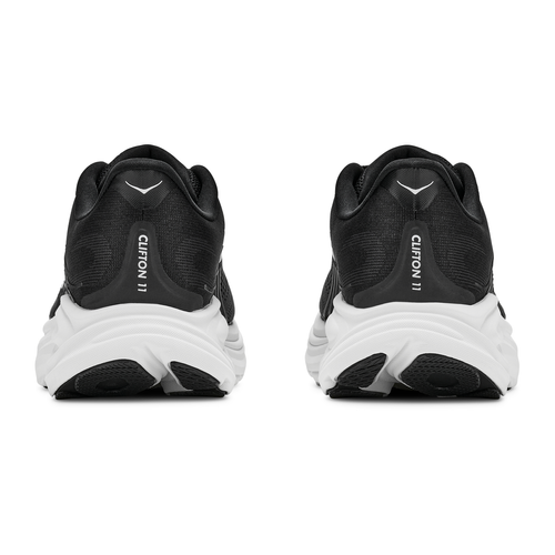 נעלי ריצה HOKA Clifton 11 X-Wide לנשים HOK309W-BWHT בגוון שחור/לבן - מבט צד על סוליה לבנה גבוהה בתבנית רחבה במיוחד - מידות