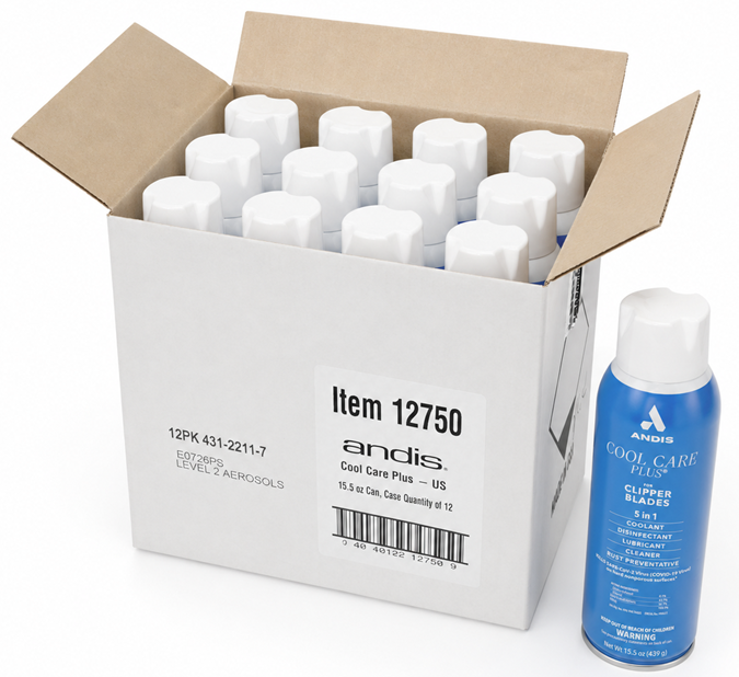 ארגז 12 יחידות ספריי ANDIS Cool Care Plus לחיטוי, קירור ותחזוקת להבים
