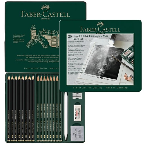 סט 20 עפרונות ועזרי רישום Faber Castell 
