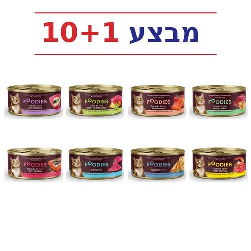 מבצע שימורי פודיס לחתול 80 גרם 10+1 