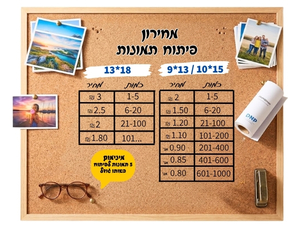 מחירון של פיתוח והדפסת תמונות