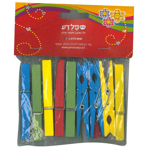 12 אטבים עץ צבעוני 72 מ
