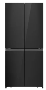 מקרר Hisense ארבע דלתות הפוך עם בנפח 483 ליטר נטו דגם RQ58BG זכוכית שחורה