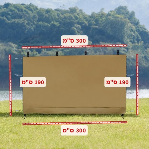 דופן צד לגזיבו 3X1.9 מ' בצבע חאקי (מתאימה לגזיבו 3X3)