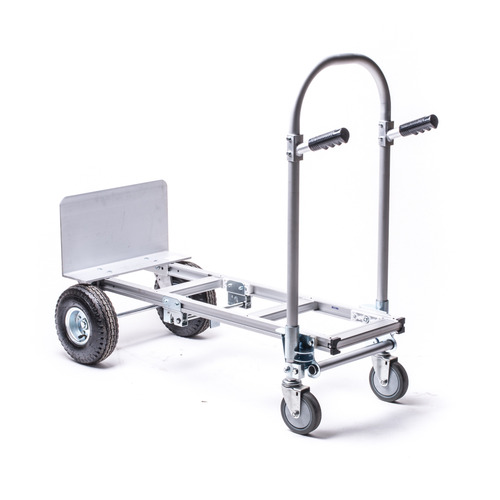 עגלת סבלים אלומיניום מקצועית דו מצבית גלגלים מלאים