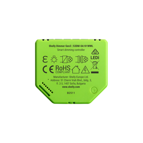 עמעם חכם Shelly Dimmer Gen3 לשליטה ועמעום תאורה – ללא צורך באפס