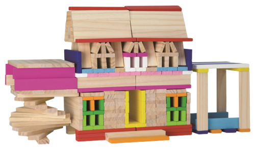 דלי עם 250 קוביות בניה מעץ מלא