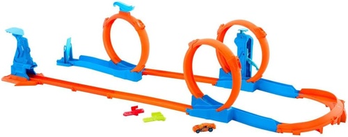 ערכת מסלול פעלולים טריפל לופ 3 ב-1 לבנייה עם משגר ומכונית 3