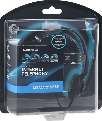 אוזניה חוטית עם מיקרופון למחשב sennheiser PC 7-USB