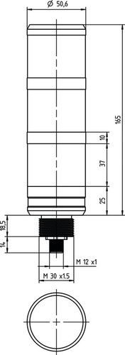 TL305-3MC-IOL-M12 – רמזור 50.6 מ”מ LED, IO-Link,מחליפה עד 8 צבעים IP65, 24VDC,