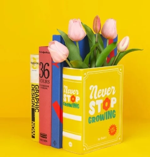 אגרטל ותומך ספרים Book Vase - צבע צהוב