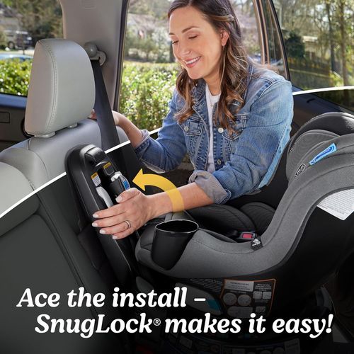 כיסא בטיחות מסתובב איזי טרן EasyTurn 360 עם נעילת SnugLock ומבנה Slim - צבע שחור/אפור Cyran