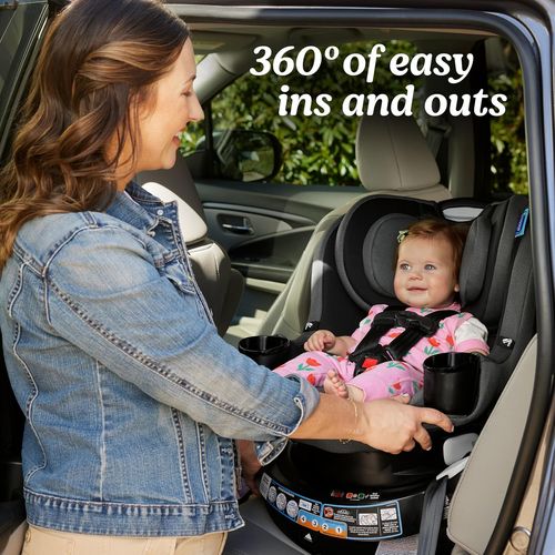 כיסא בטיחות מסתובב איזי טרן EasyTurn 360 עם נעילת SnugLock ומבנה Slim - צבע שחור/אפור Cyran